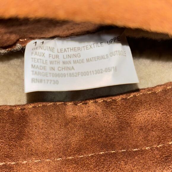 Mossimo Supply Co Fringe Suede Moccasin Boots Women’s 11 Tan Faux Fur Lined - Picture 8 of 8